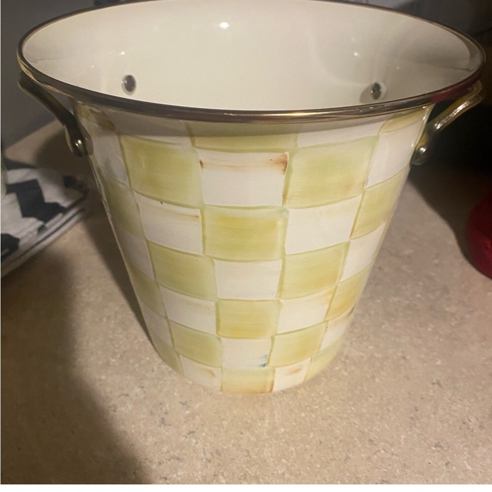 Mackenzie Childs Ice/wine Bucket Parchment check